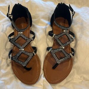 Ladies Sandals.  Falls Creek.  Size 8.  Black/Embellished